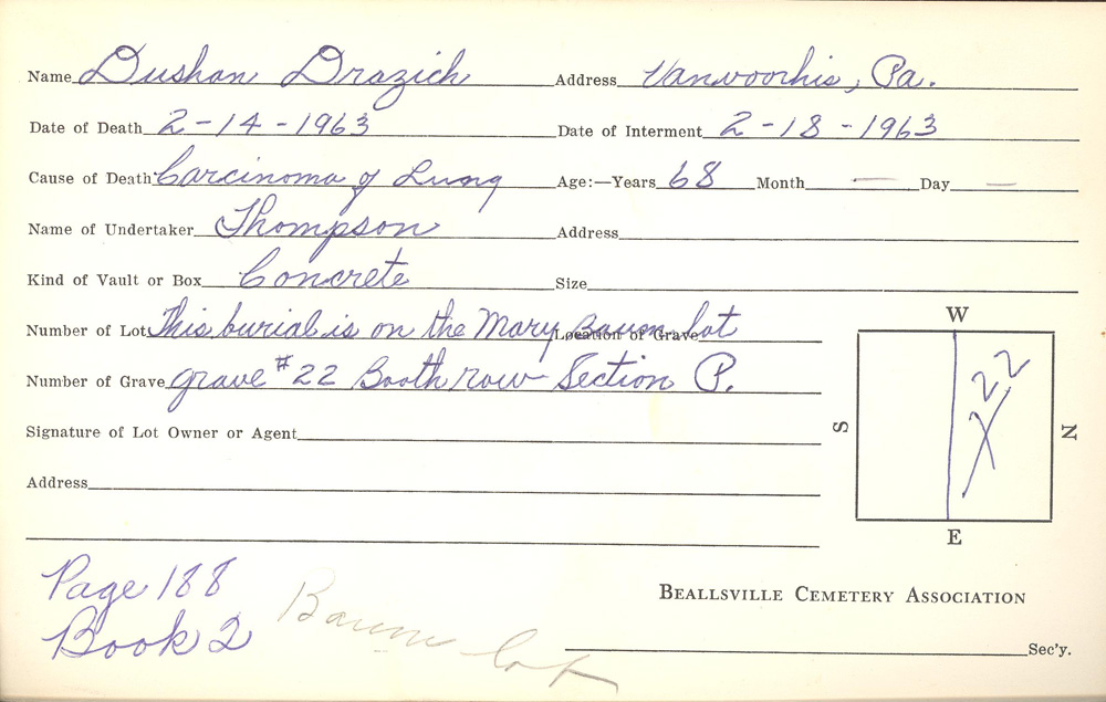 burial card